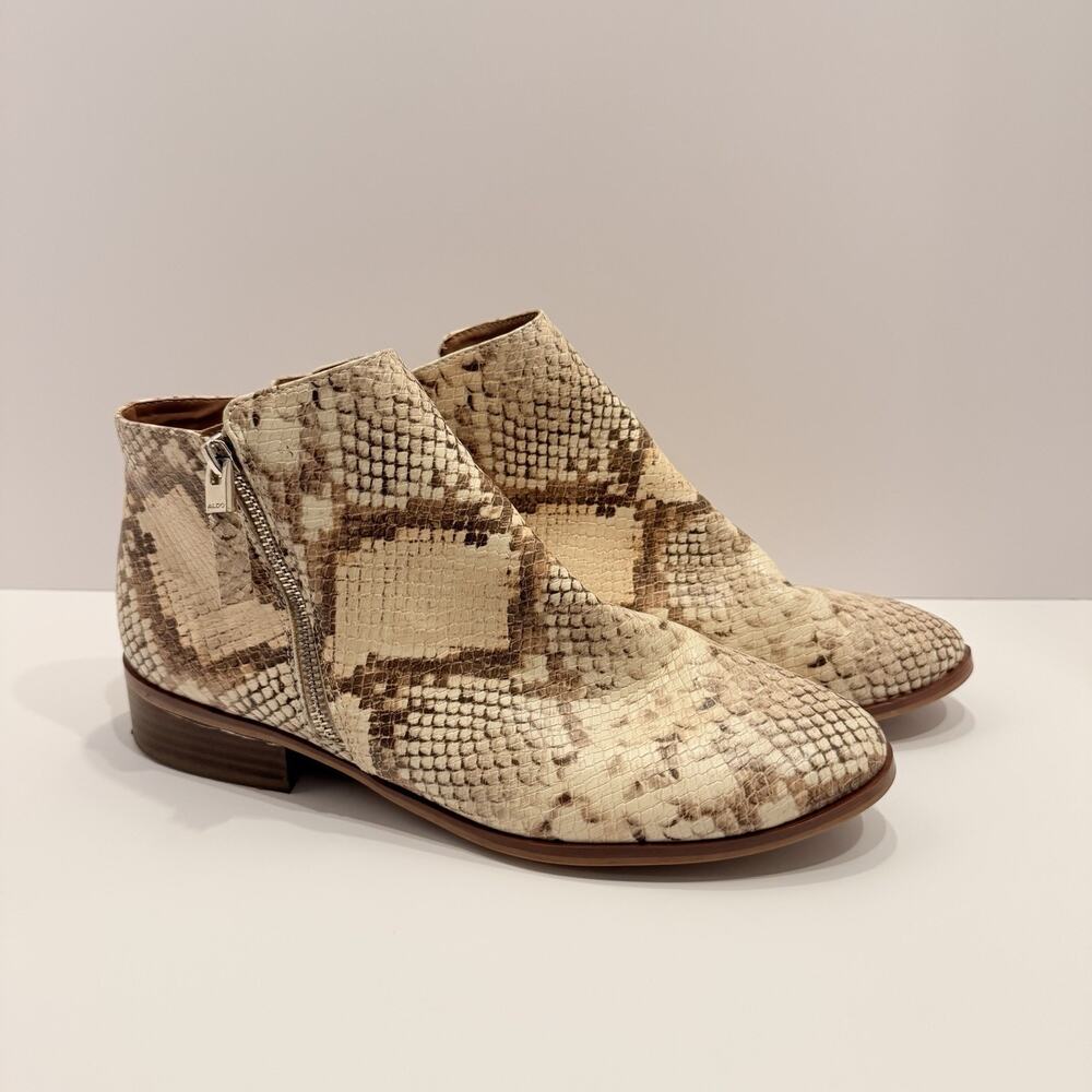 Aldo Ankle Boots Womens Size 10 Snakeskin Leather Heel Zip Closure - Picture 2 of 11